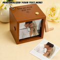 Custom Text & Photo Flipbook Frame Animation Machine without Music Detachable Photos Hand-cranked Flipbook Box with Light Anniversary Gifts
